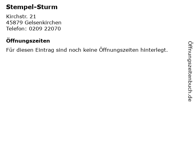 Stempel-Sturm in Gelsenkirchen: Adresse und Öffnungszeiten