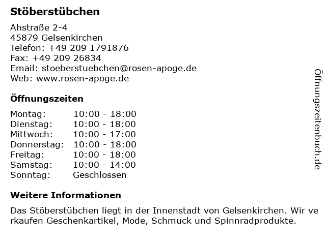 Stöberstübchen in Gelsenkirchen: Adresse und Öffnungszeiten