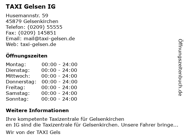 TAXI Gelsen IG in Gelsenkirchen: Adresse und Öffnungszeiten