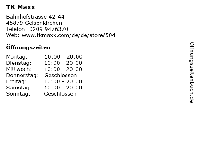 TK Maxx in Gelsenkirchen: Adresse und Öffnungszeiten
