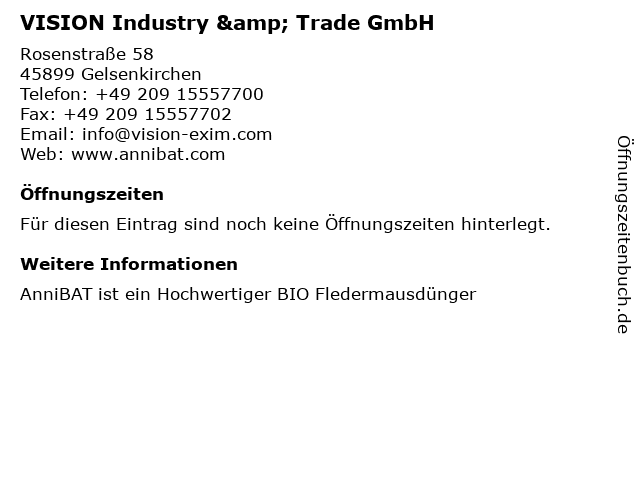 VISION Industry & Trade GmbH in Gelsenkirchen: Adresse und Öffnungszeiten