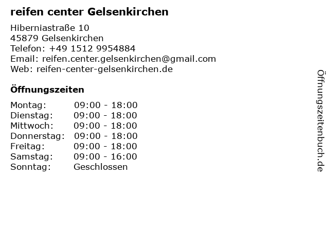 reifen center Gelsenkirchen in Gelsenkirchen: Adresse und Öffnungszeiten
