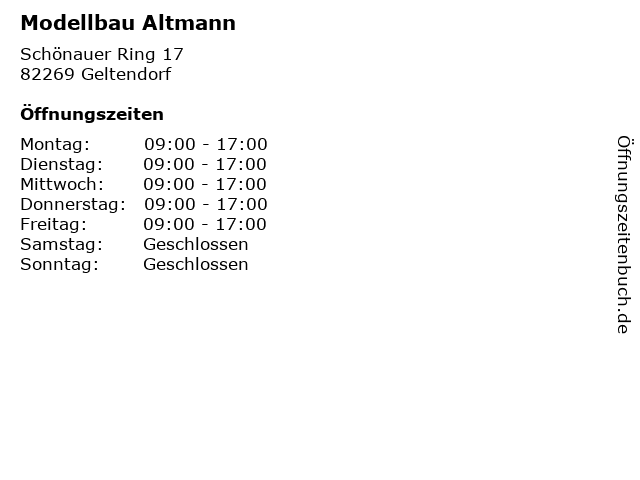 Modellbau Altmann in Geltendorf: Adresse und Öffnungszeiten