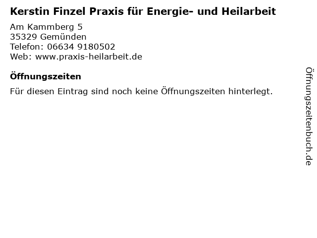 Kerstin Finzel Praxis für Energie- und Heilarbeit in Gemünden: Adresse und Öffnungszeiten