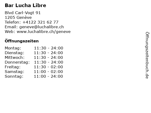 Bar Lucha Libre in Genève: Adresse und Öffnungszeiten