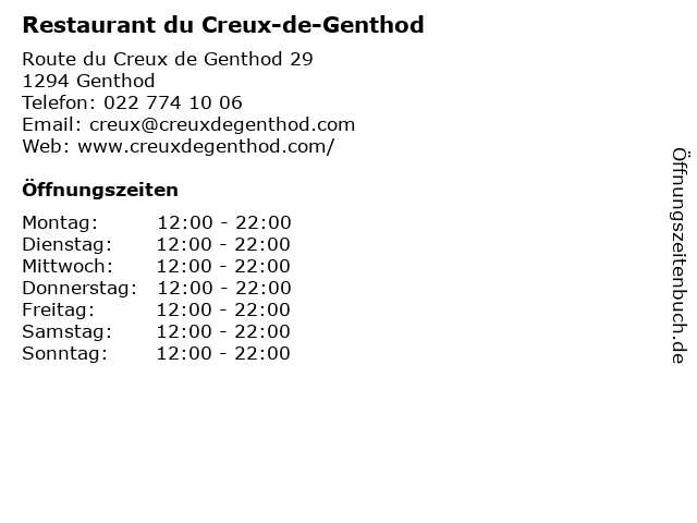 Restaurant du Creux-de-Genthod in Genthod: Adresse und Öffnungszeiten