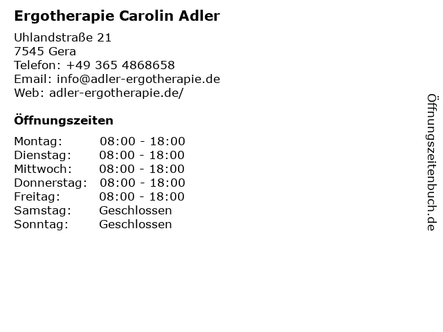 Ergotherapie Carolin Adler in Gera: Adresse und Öffnungszeiten