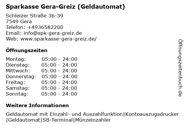 ᐅ Offnungszeiten Sparkasse Gera Greiz Geldautomat Geschaftsstelle Schleizer Strasse 36 39 In Gera
