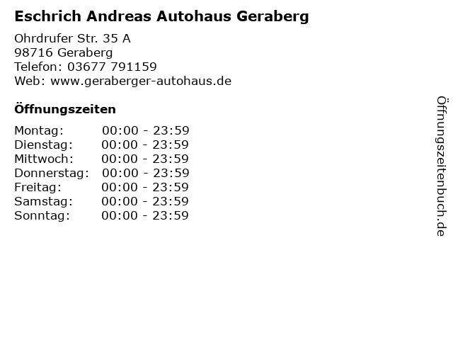 Eschrich Andreas Autohaus Geraberg in Geraberg: Adresse und Öffnungszeiten