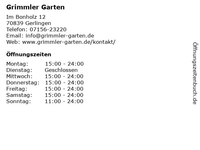 Grimmler Garten in Gerlingen: Adresse und Öffnungszeiten