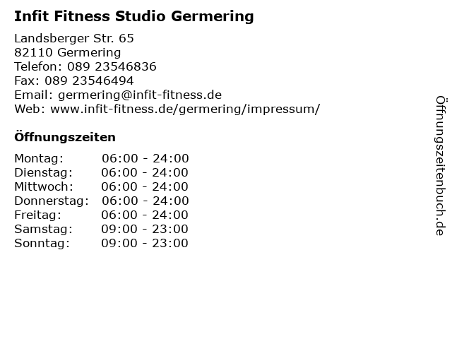 Infit Fitness Studio Germering in Germering: Adresse und Öffnungszeiten