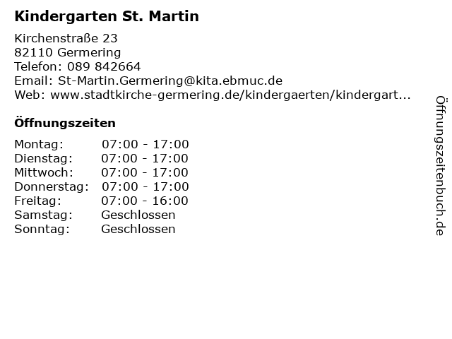 Kindergarten St. Martin in Germering: Adresse und Öffnungszeiten