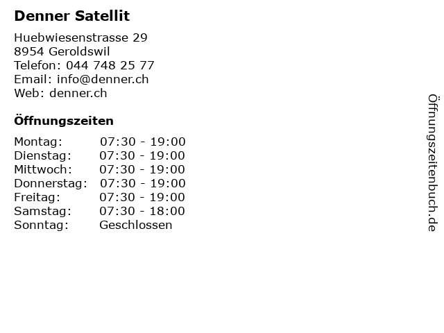 Denner Satellit in Geroldswil: Adresse und Öffnungszeiten