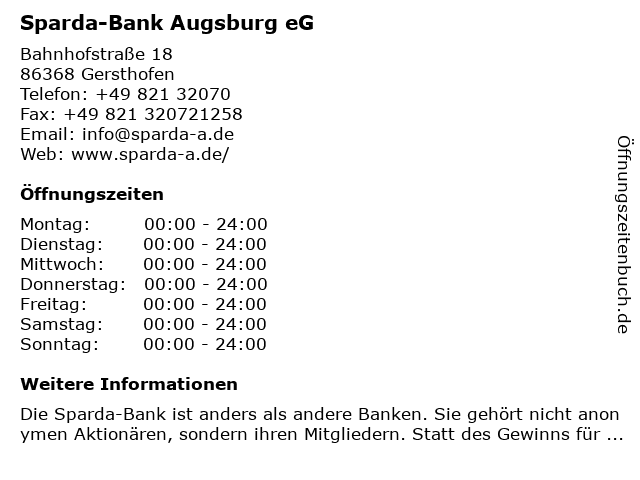 Sparda-Bank Augsburg eG in Gersthofen: Adresse und Öffnungszeiten