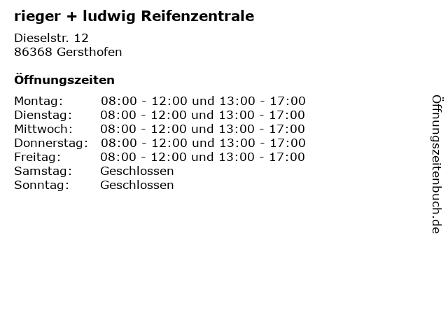 rieger + ludwig Reifenzentrale in Gersthofen: Adresse und Öffnungszeiten