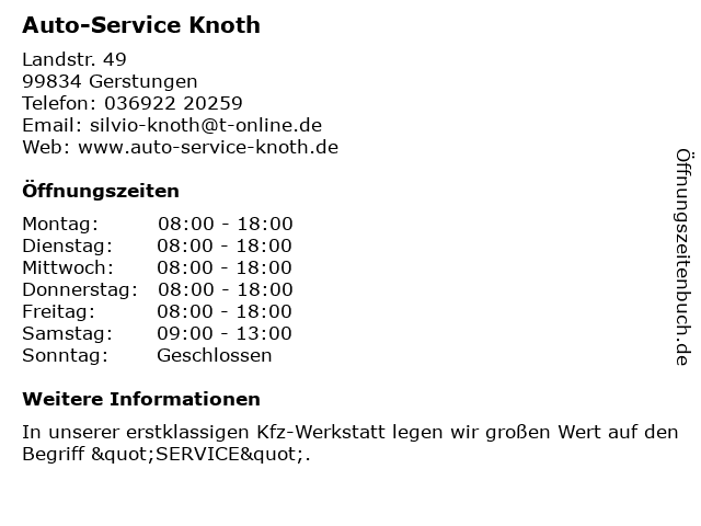 Auto-Service Knoth in Gerstungen: Adresse und Öffnungszeiten