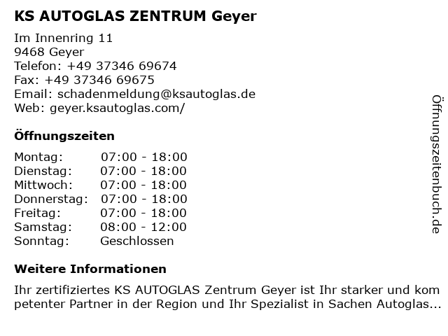 KS AUTOGLAS ZENTRUM Geyer in Geyer: Adresse und Öffnungszeiten