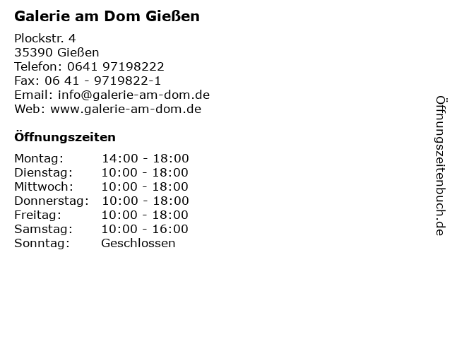 Galerie am Dom Gießen in Gießen: Adresse und Öffnungszeiten