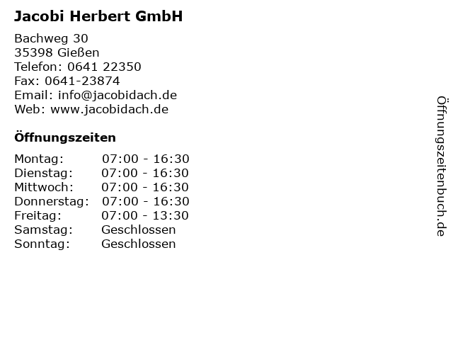 Jacobi Herbert GmbH in Gießen: Adresse und Öffnungszeiten