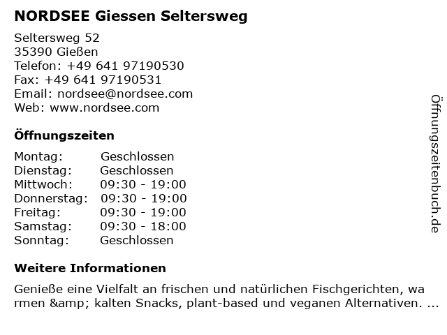 NORDSEE Giessen Seltersweg in Gießen: Adresse und Öffnungszeiten