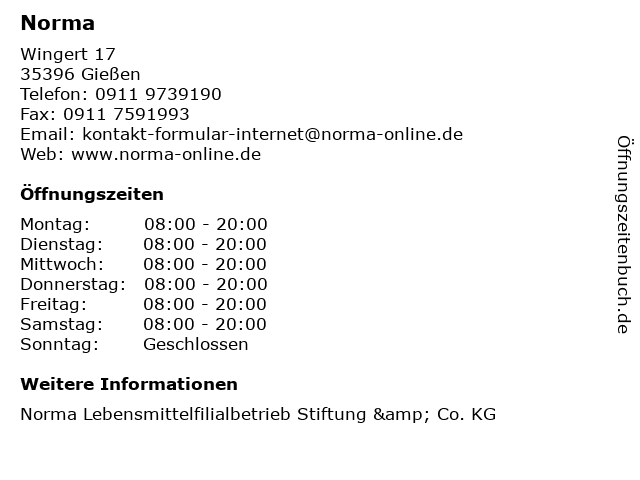 Norma in Gießen: Adresse und Öffnungszeiten