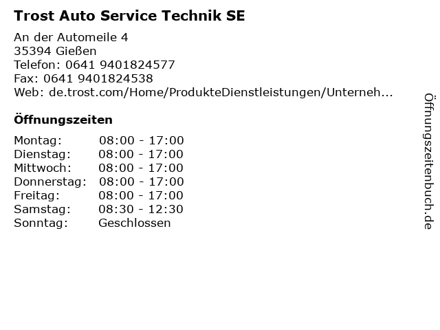 Trost Auto Service Technik SE in Gießen: Adresse und Öffnungszeiten