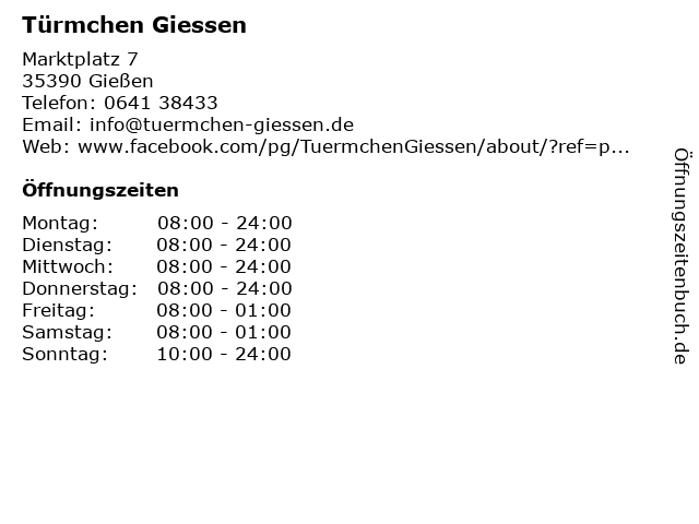 Türmchen Giessen in Gießen: Adresse und Öffnungszeiten