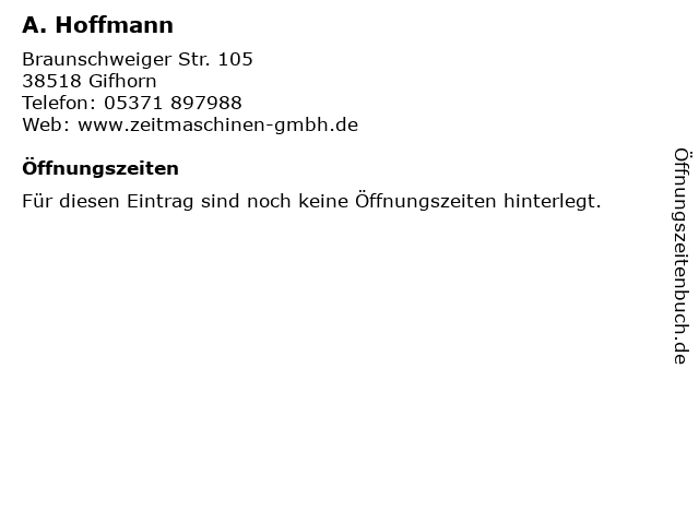 A. Hoffmann in Gifhorn: Adresse und Öffnungszeiten