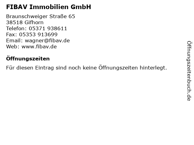 FIBAV Immobilien GmbH in Gifhorn: Adresse und Öffnungszeiten