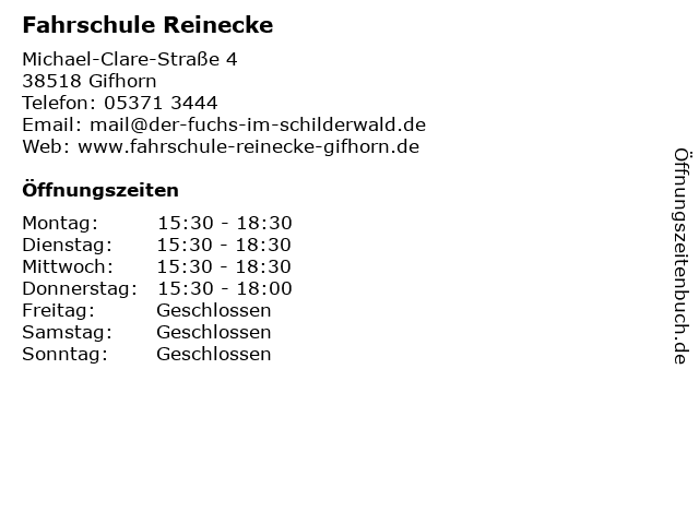 Fahrschule Reinecke in Gifhorn: Adresse und Öffnungszeiten
