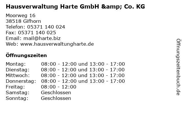 Hausverwaltung Harte GmbH & Co. KG in Gifhorn: Adresse und Öffnungszeiten
