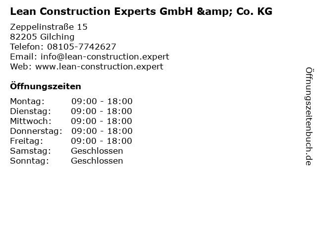 Lean Construction Experts GmbH & Co. KG in Gilching: Adresse und Öffnungszeiten