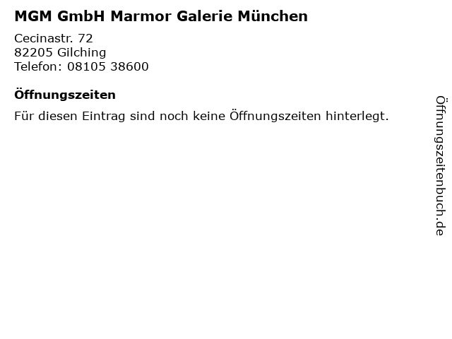 MGM GmbH Marmor Galerie München in Gilching: Adresse und Öffnungszeiten