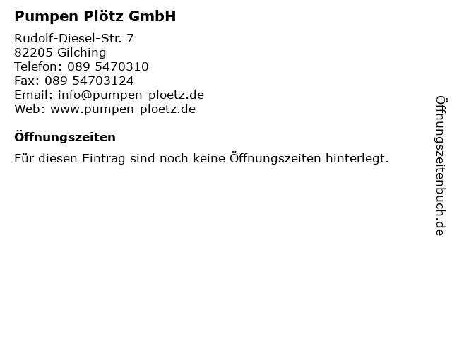 Pumpen Plötz GmbH in Gilching: Adresse und Öffnungszeiten