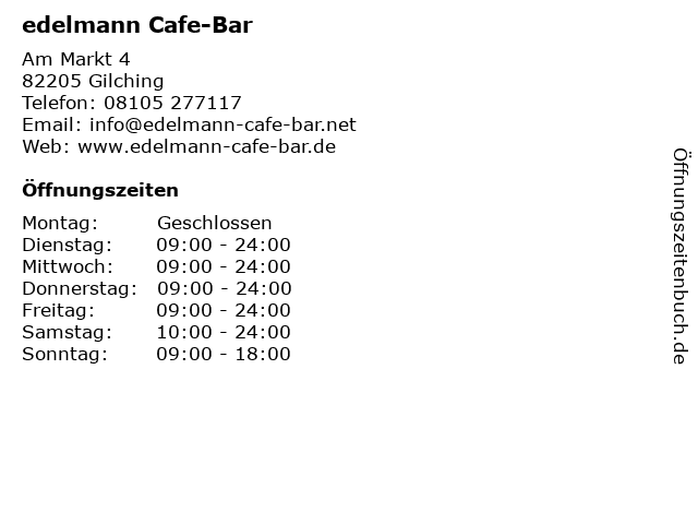 edelmann Cafe-Bar in Gilching: Adresse und Öffnungszeiten