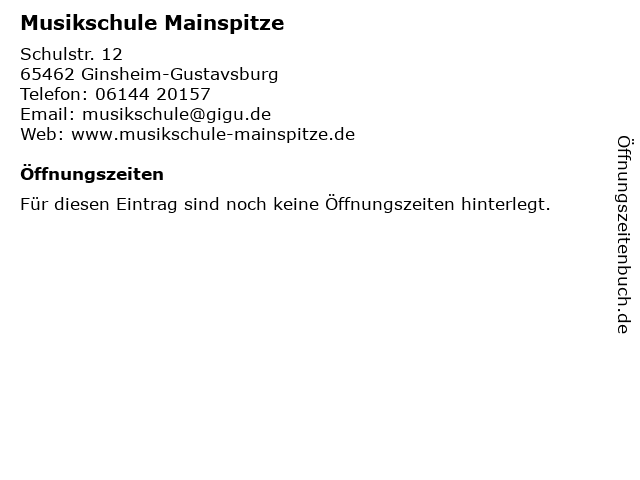 Musikschule Mainspitze in Ginsheim-Gustavsburg: Adresse und Öffnungszeiten
