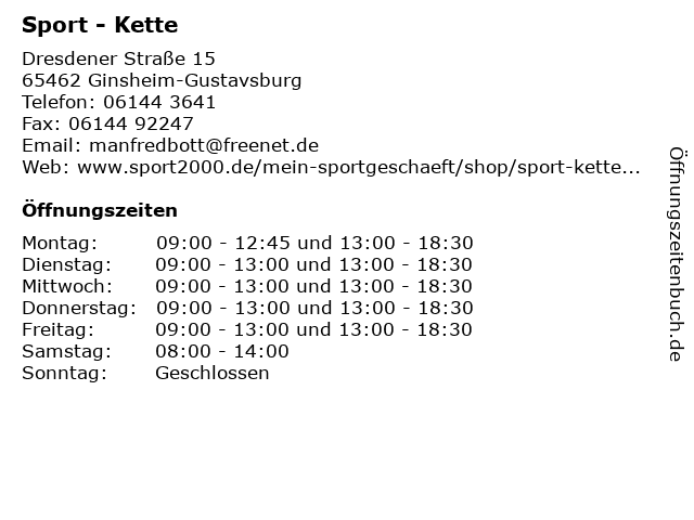 Sport - Kette in Ginsheim-Gustavsburg: Adresse und Öffnungszeiten