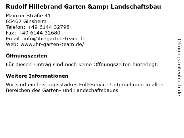 Rudolf Hillebrand Garten & Landschaftsbau in Ginsheim: Adresse und Öffnungszeiten