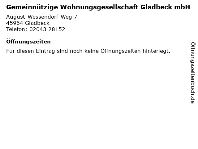 Gemeinnützige Wohnungsgesellschaft Gladbeck mbH in Gladbeck: Adresse und Öffnungszeiten
