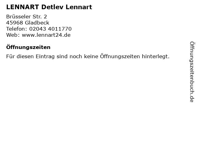 LENNART Detlev Lennart in Gladbeck: Adresse und Öffnungszeiten