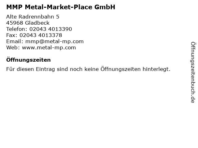 MMP Metal-Market-Place GmbH in Gladbeck: Adresse und Öffnungszeiten