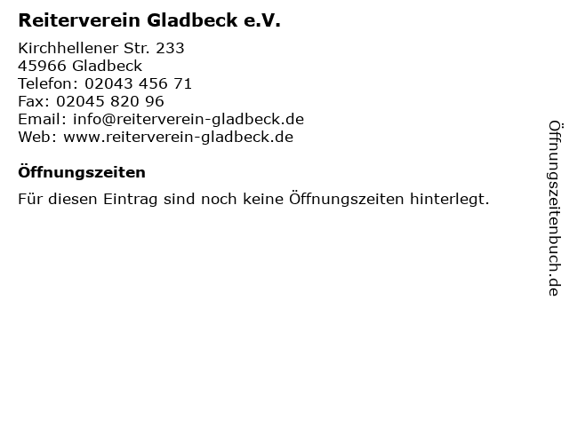 Reiterverein Gladbeck e.V. in Gladbeck: Adresse und Öffnungszeiten