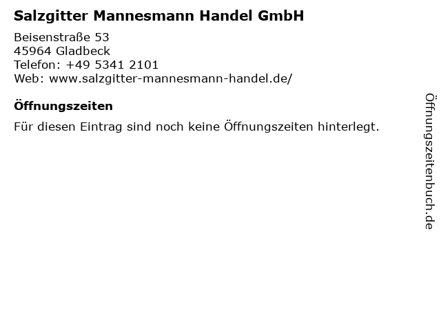 Salzgitter Mannesmann Handel GmbH in Gladbeck: Adresse und Öffnungszeiten