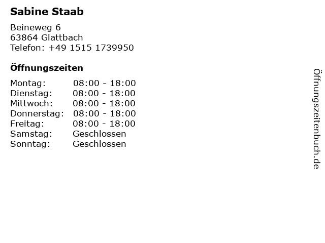 Sabine Staab in Glattbach: Adresse und Öffnungszeiten