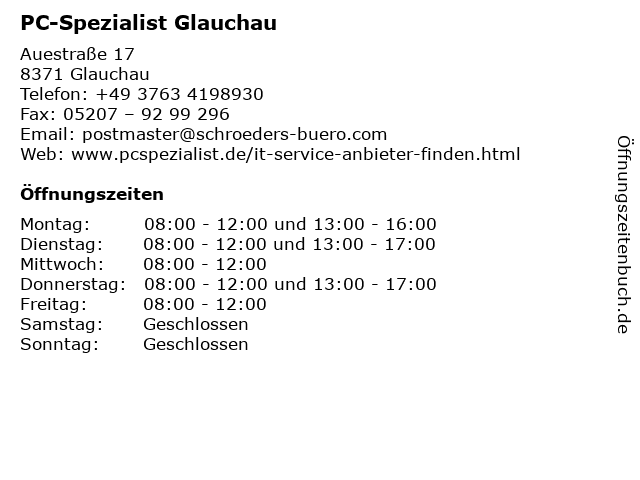 PC-Spezialist Glauchau in Glauchau: Adresse und Öffnungszeiten