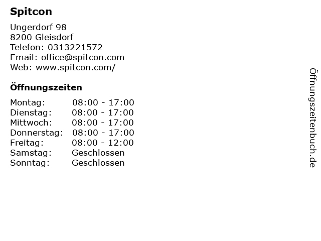 Spitcon in Gleisdorf: Adresse und Öffnungszeiten
