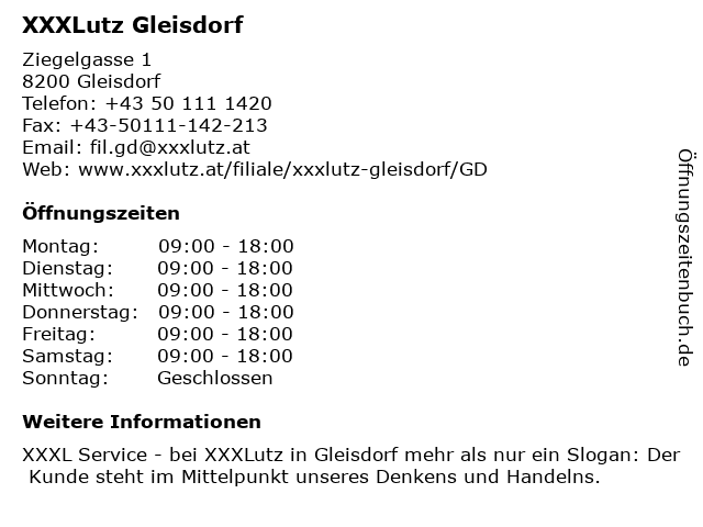XXXLutz Gleisdorf in Gleisdorf: Adresse und Öffnungszeiten