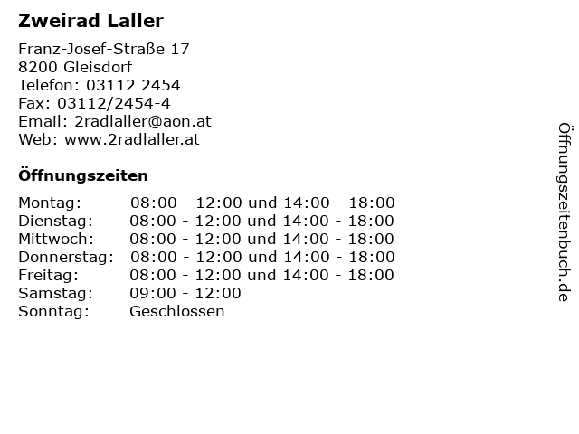 Zweirad Laller in Gleisdorf: Adresse und Öffnungszeiten