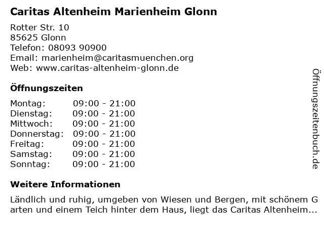 Caritas Altenheim Marienheim Glonn in Glonn: Adresse und Öffnungszeiten