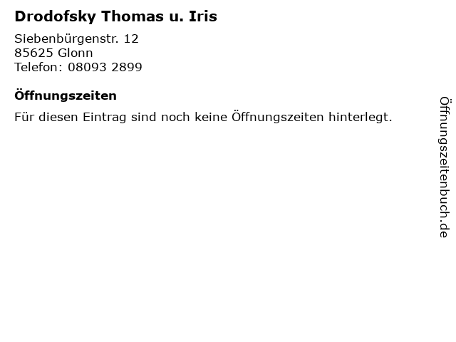 Drodofsky Thomas u. Iris in Glonn: Adresse und Öffnungszeiten